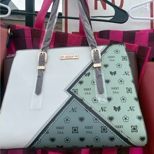 Nikky Mint & White Patterned Tote Bag